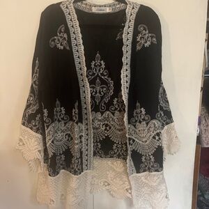 Solitaire black and cream embroidered cardigan
